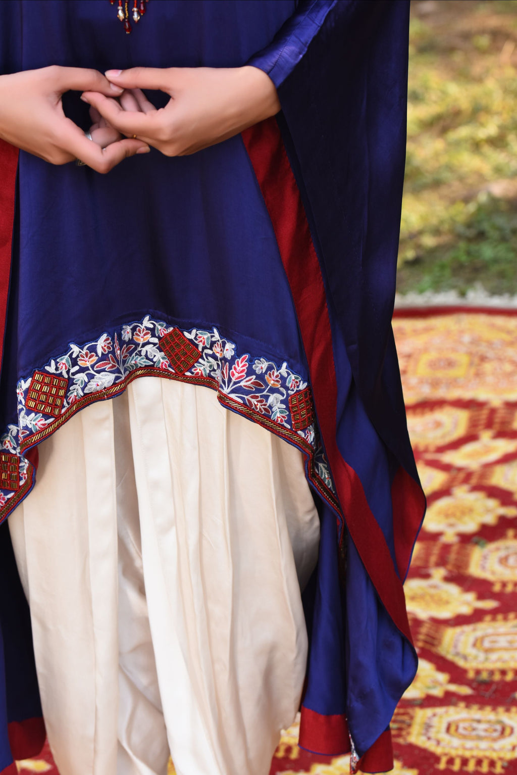 Blue Kaftan Set With Bamber Dhoti