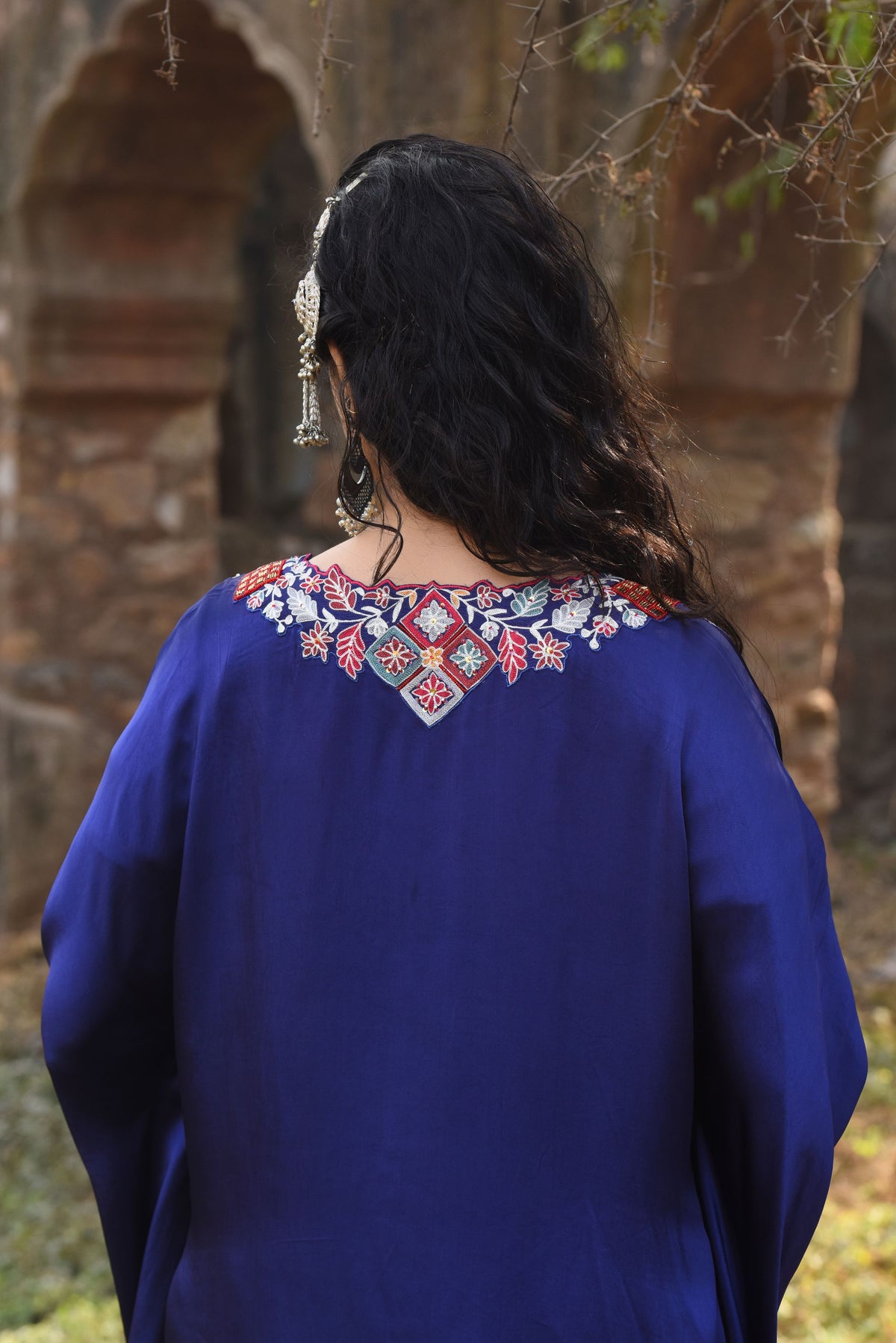 Blue Kaftan Set With Bamber Dhoti