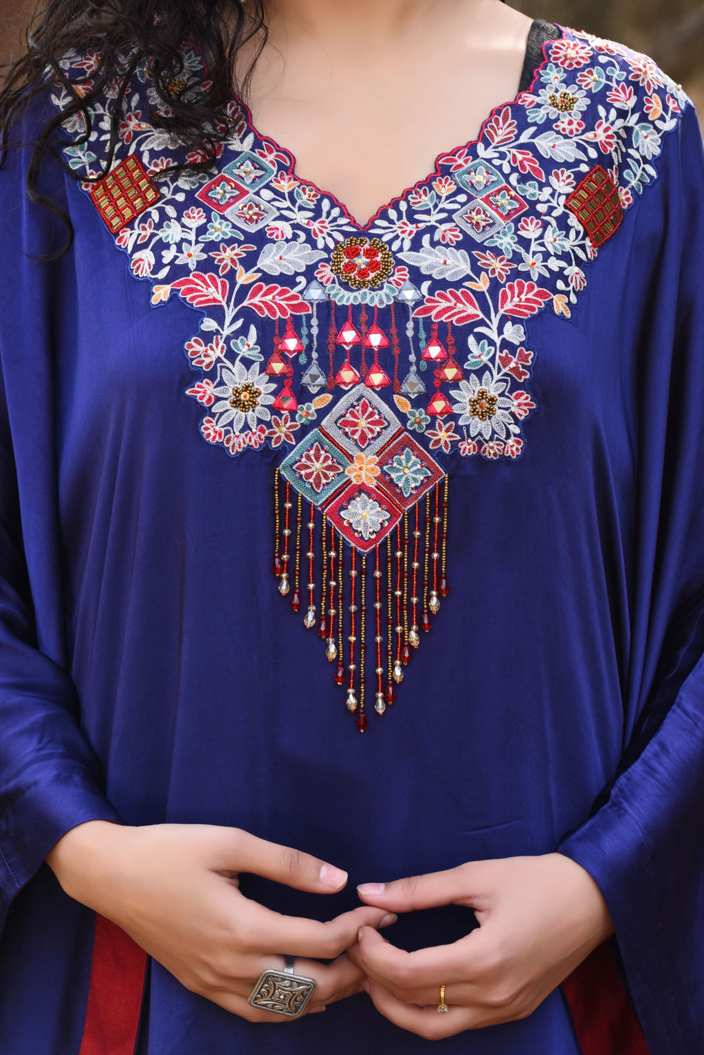 Blue Kaftan Set With Bamber Dhoti