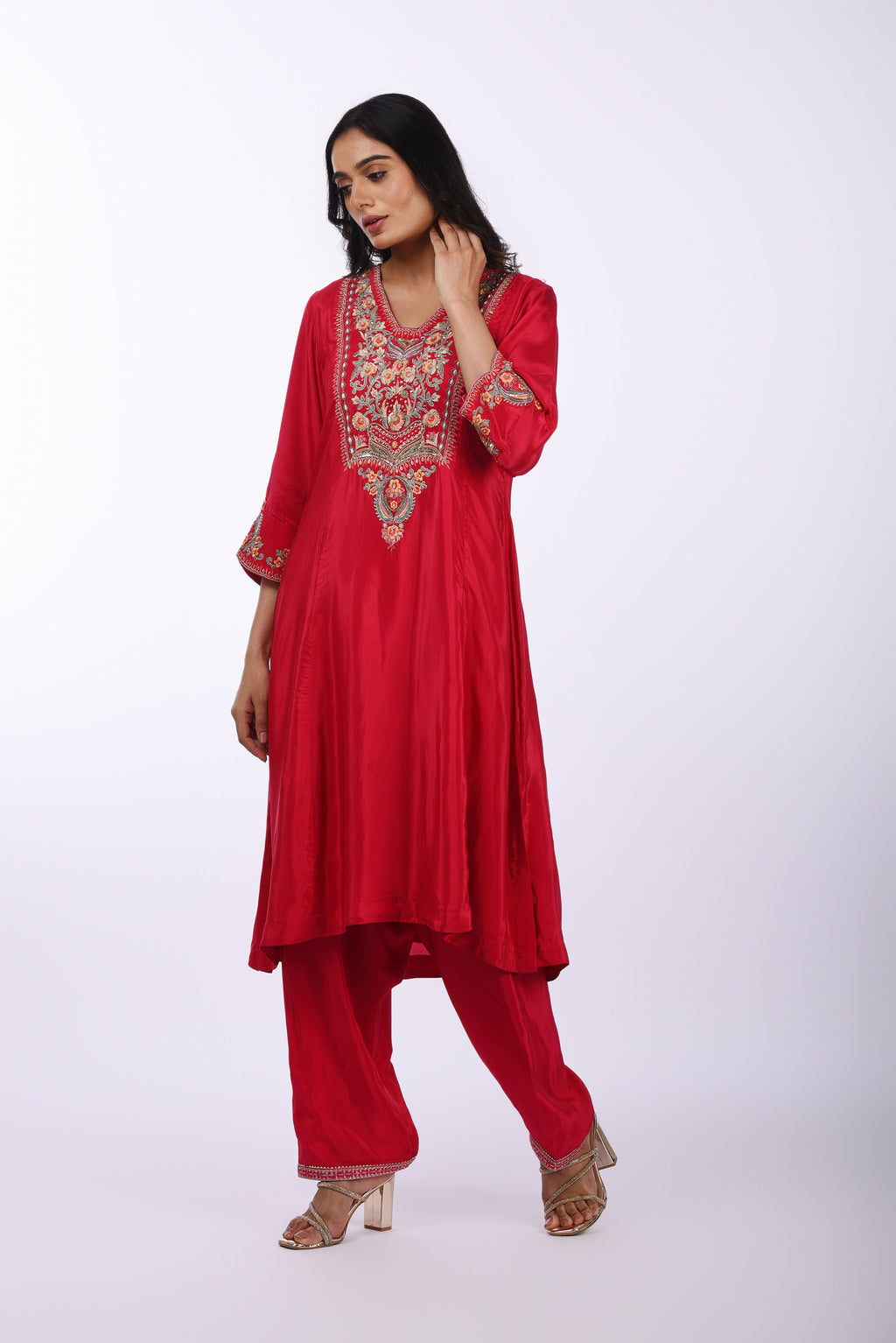 Deep Red Embroidered Co-ord Set
