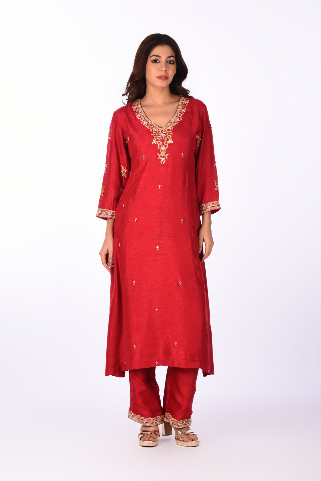 Crimson Embroidered Kurta Set