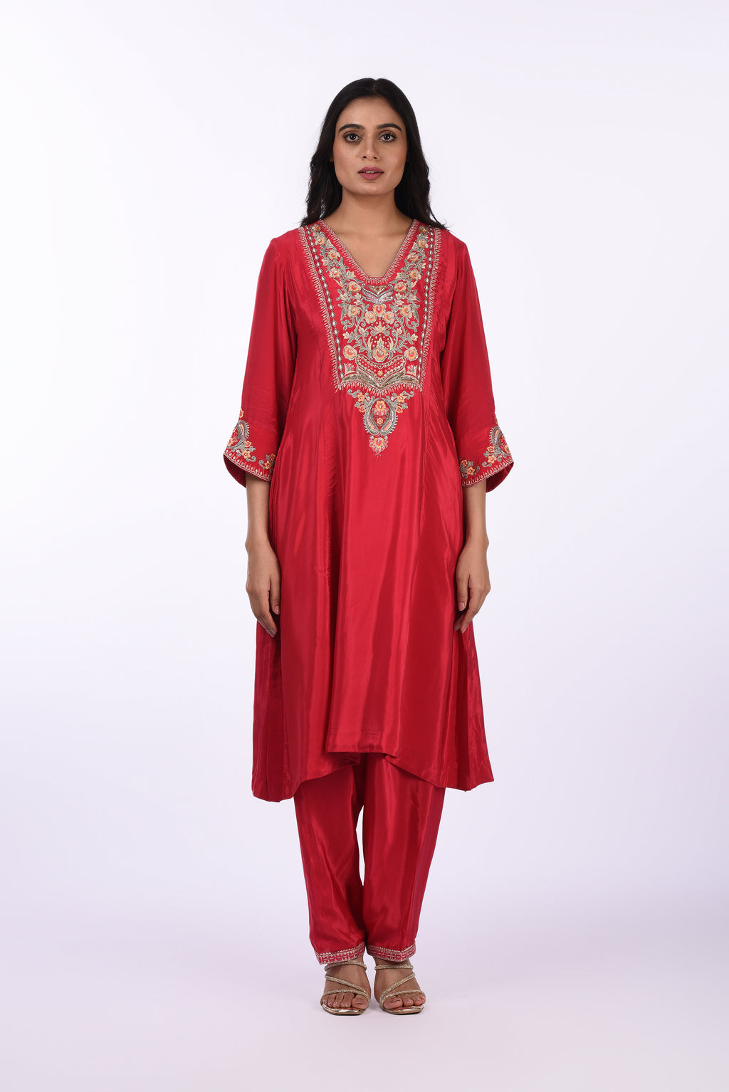 Deep Red Embroidered Co-ord Set