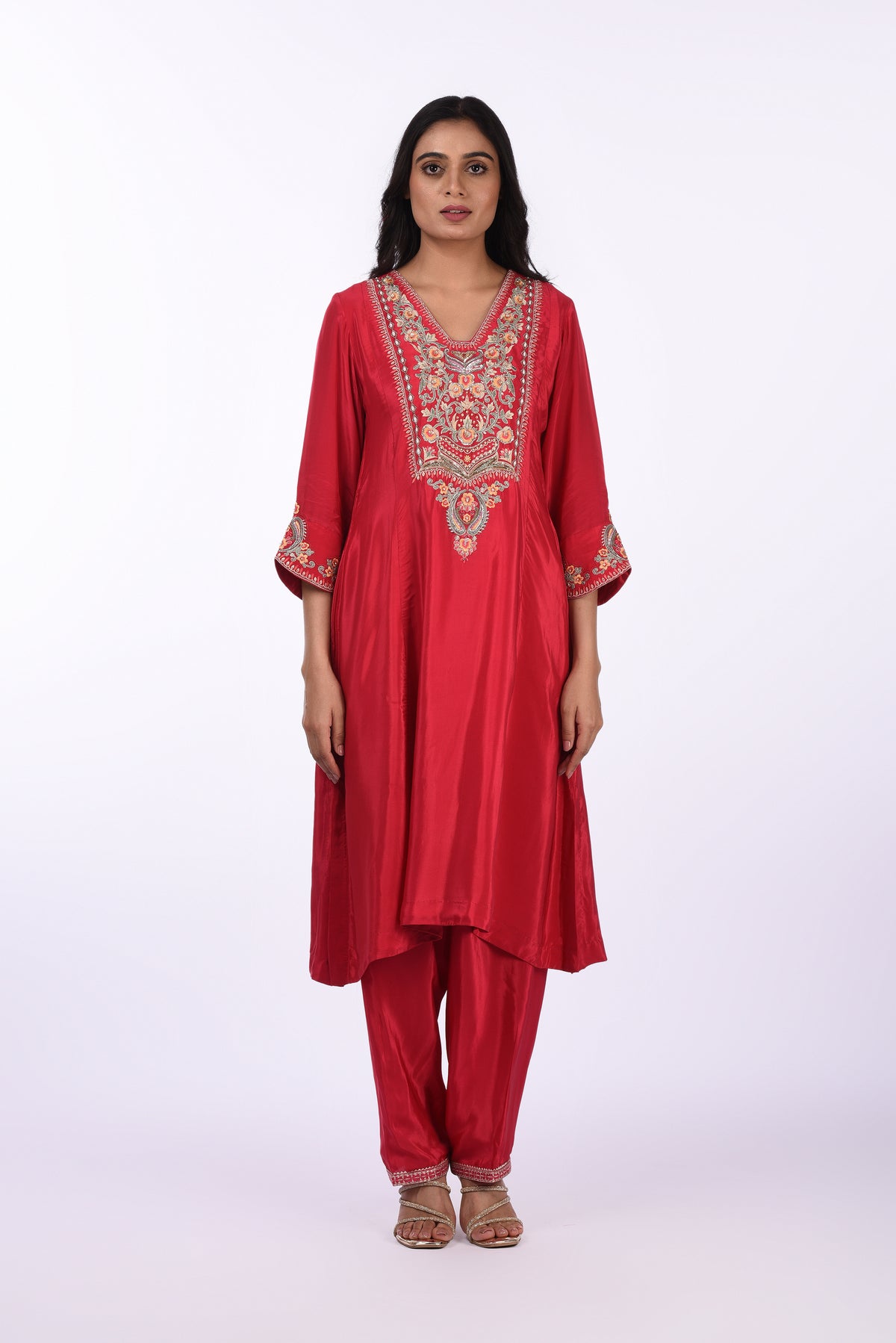 Deep Red Embroidered Co-ord Set