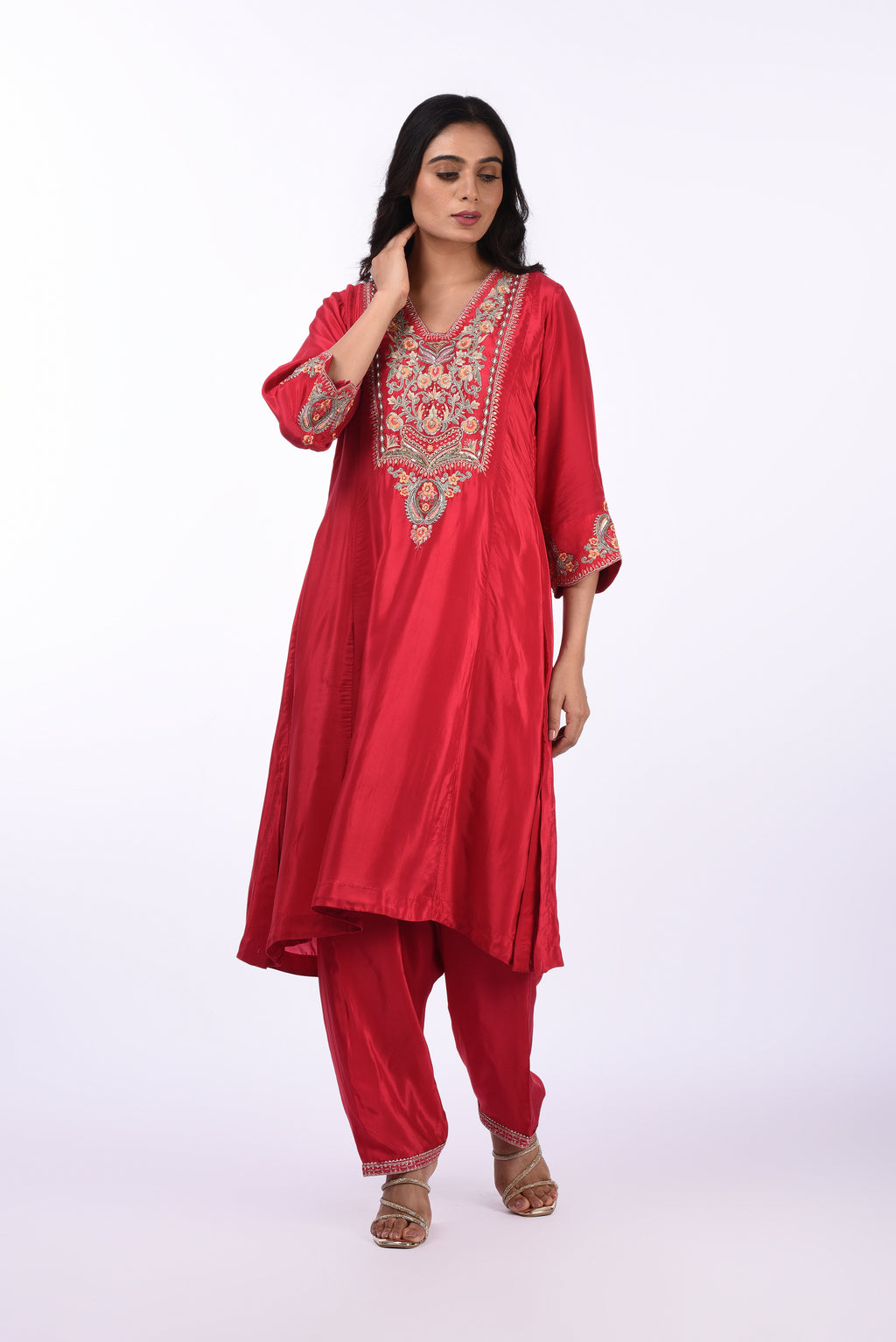 Deep Red Embroidered Co-ord Set