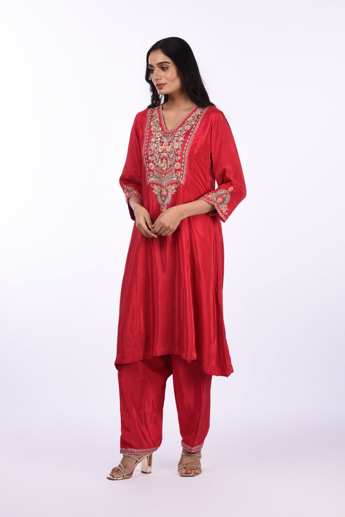 Deep Red Embroidered Co-ord Set
