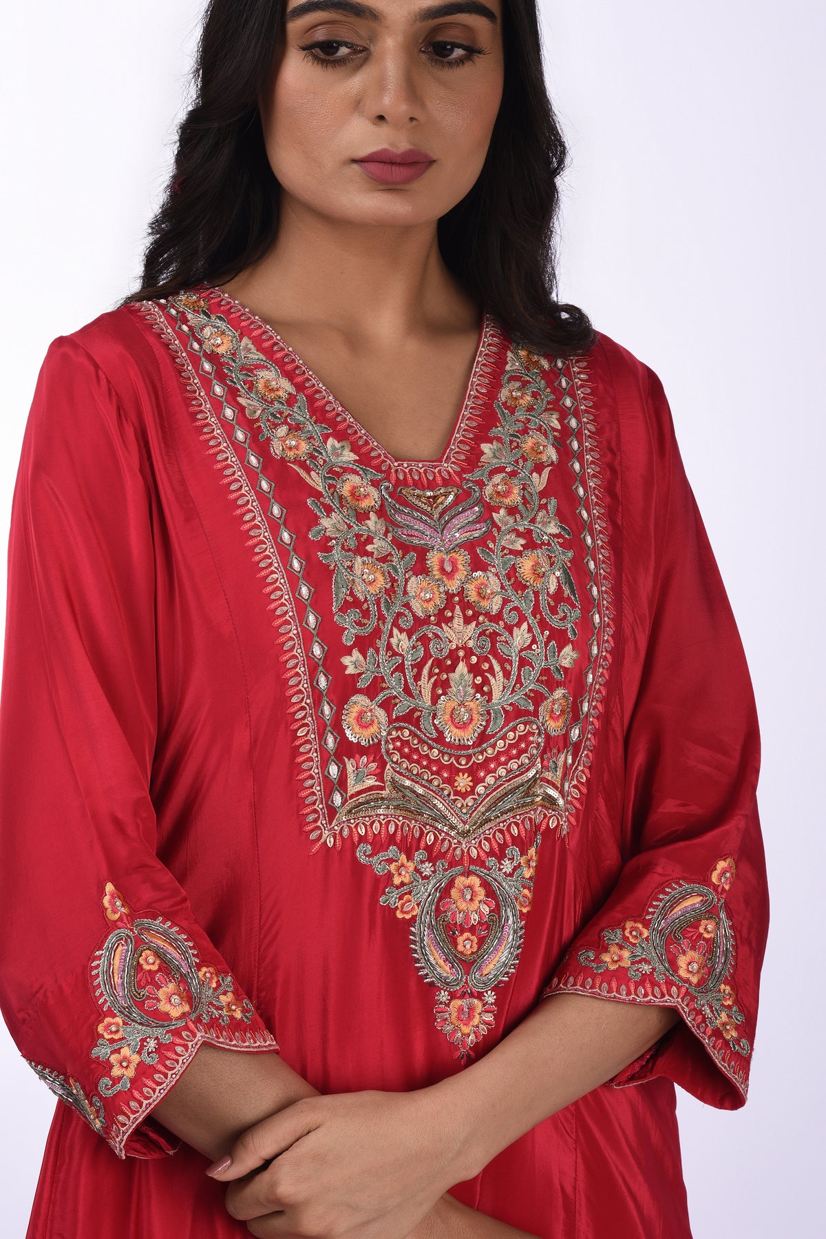 Deep Red Embroidered Co-ord Set