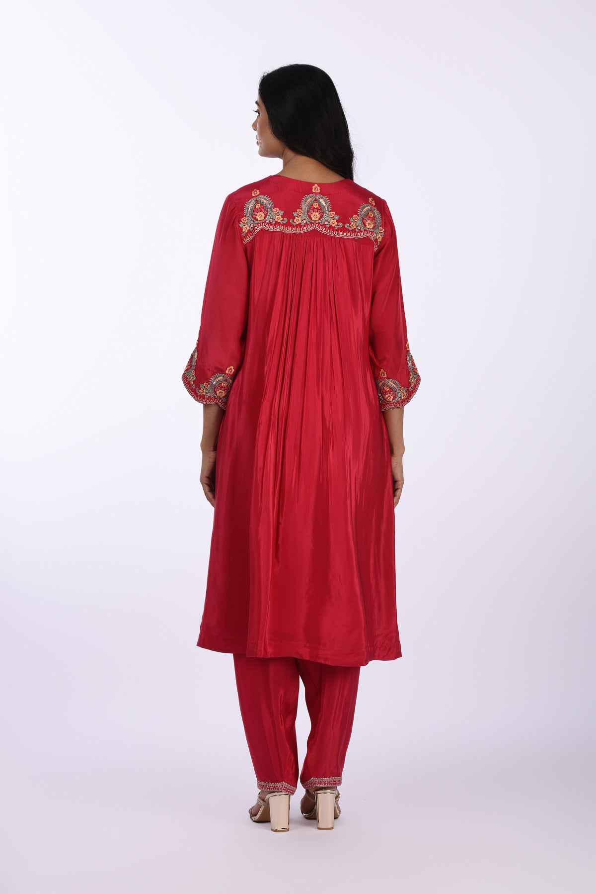 Deep Red Embroidered Co-ord Set