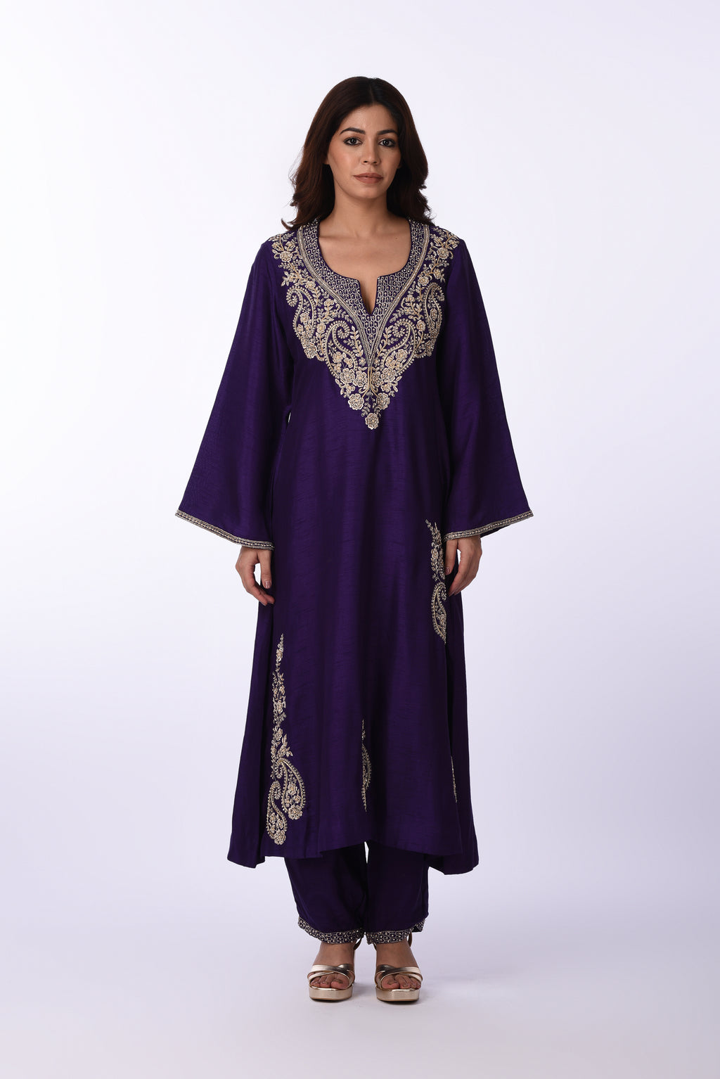 Purple Embroidered Patiala Kurta Set