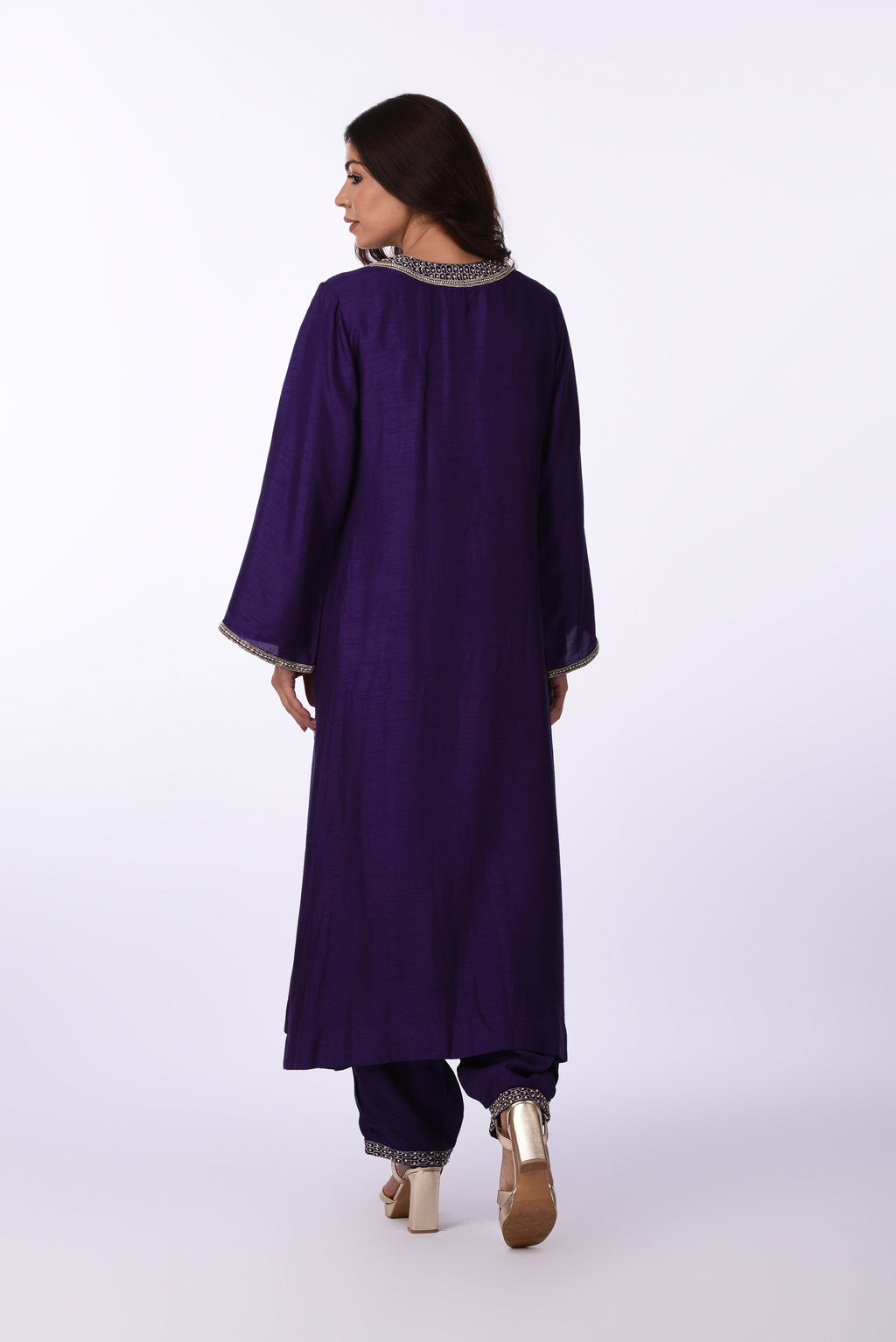 Purple Embroidered Patiala Kurta Set