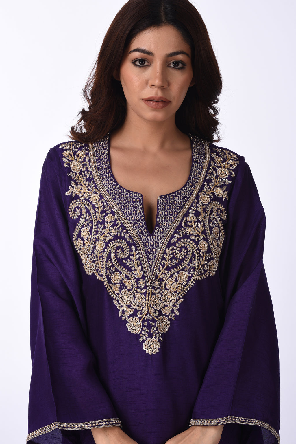 Purple Embroidered Patiala Kurta Set