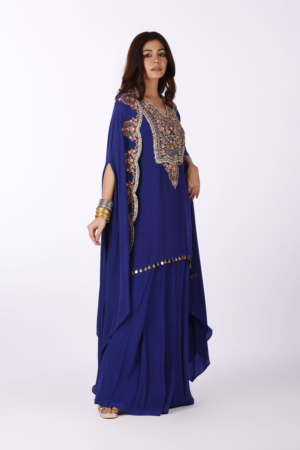 Royal Blue Cape Kurta with Skirt