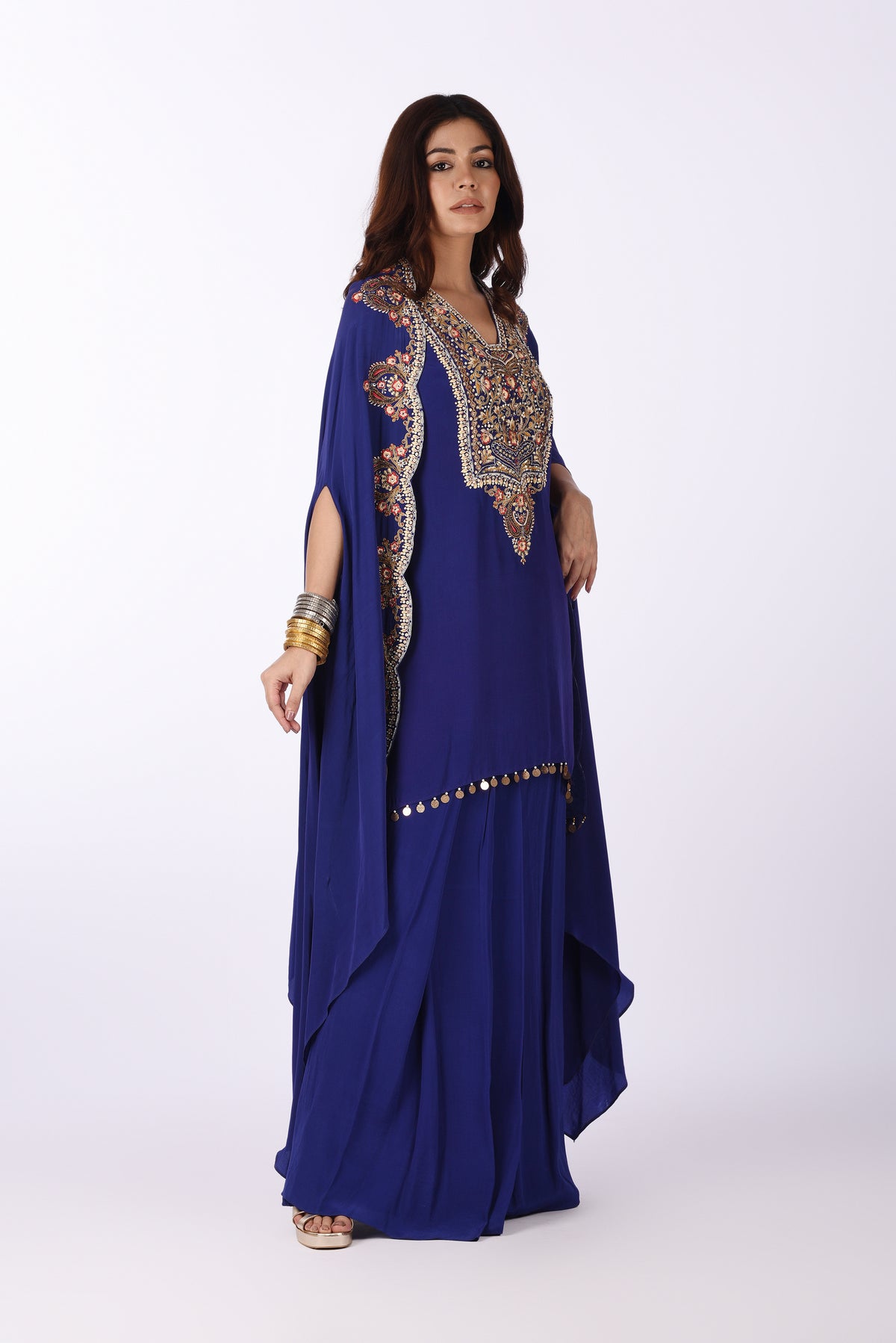 Royal Blue Cape Kurta with Skirt