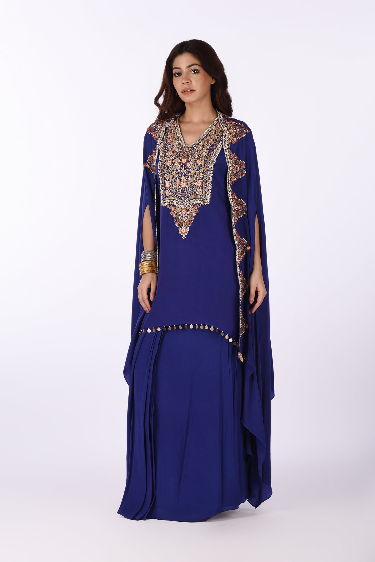 Royal Blue Cape Kurta with Skirt