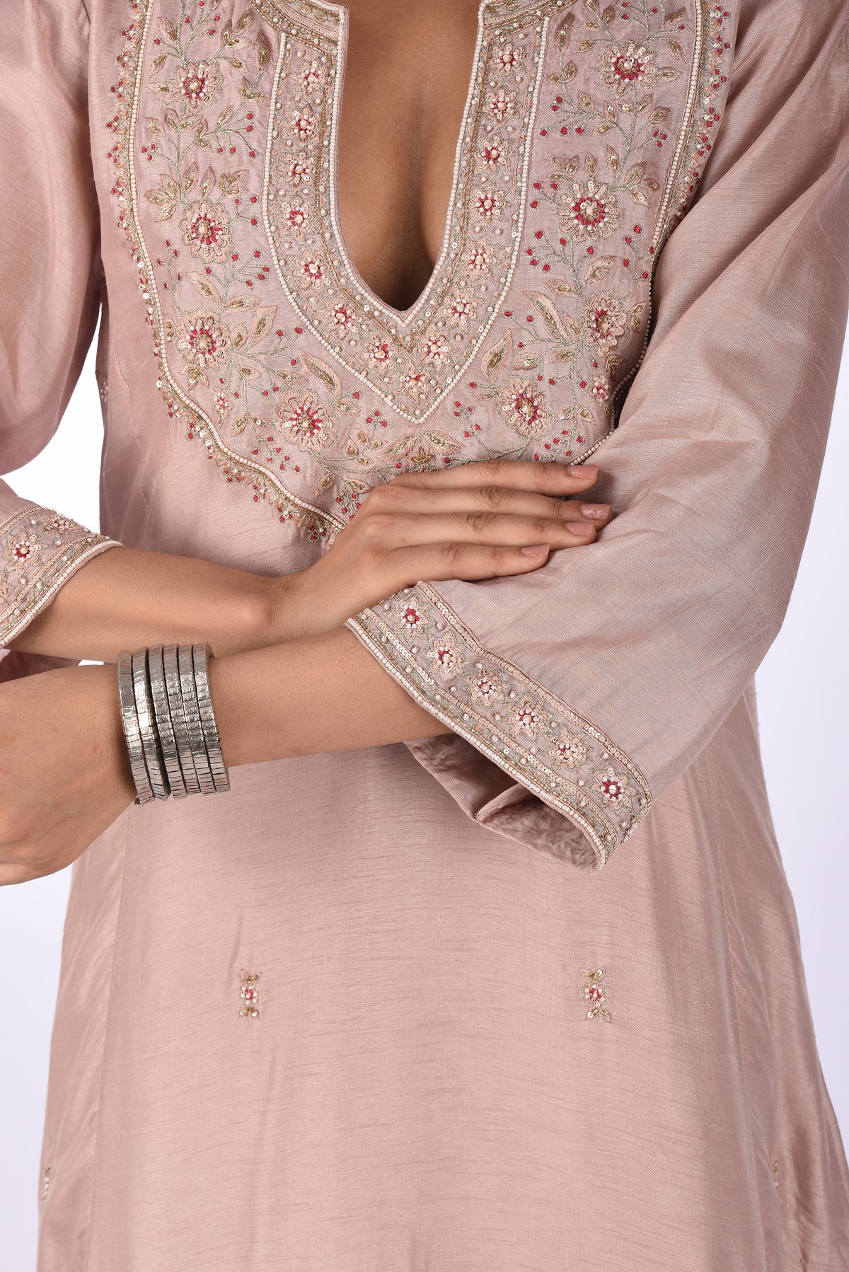 Blush Pink Embroidered Kurta Set